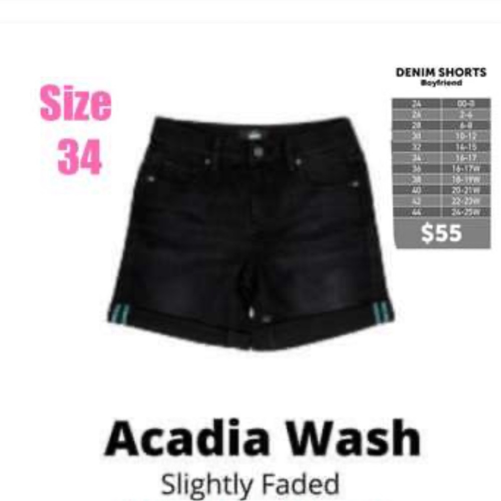 Lularoe Boyfriend Denim Shorts - black slightly faded ~ Acadia wash size 34